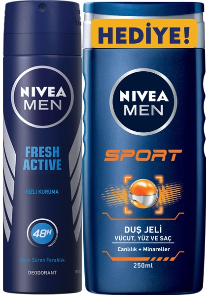 Nivea Set Deo Fresh Active 150 Ml + Duş Jeli Sport 250 Ml