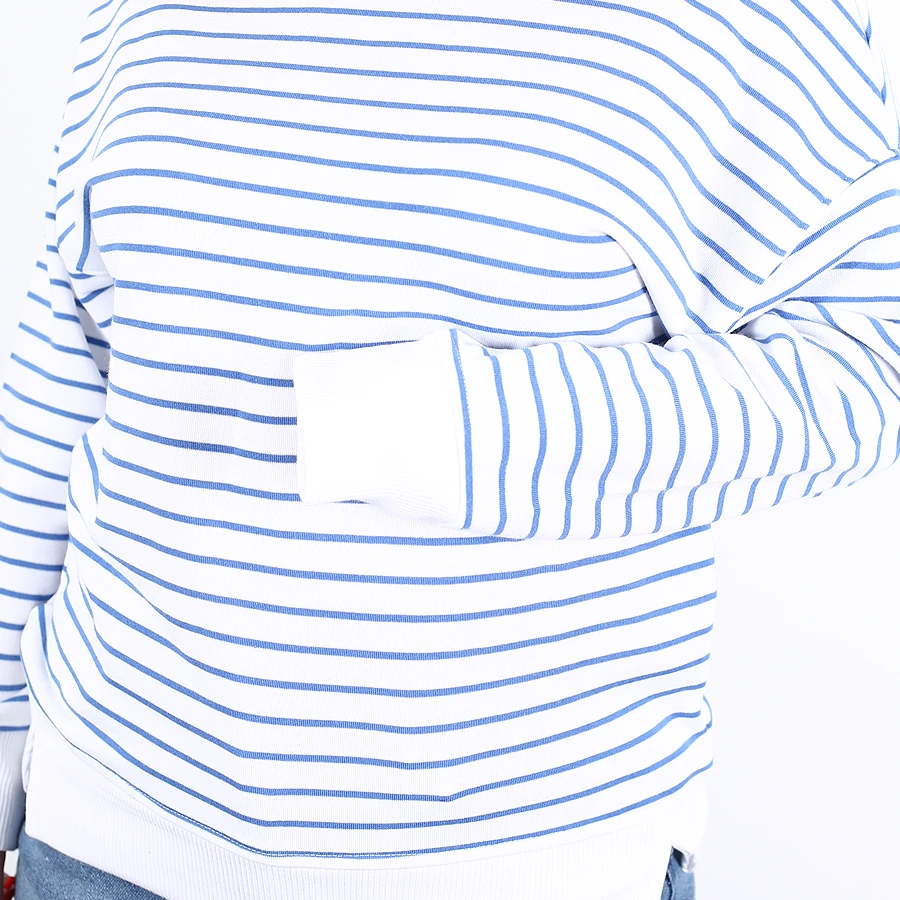 Modavega Sıfır Yaka İnce Çizgili Yırtmaçlı İkiiplik Sweat 9003