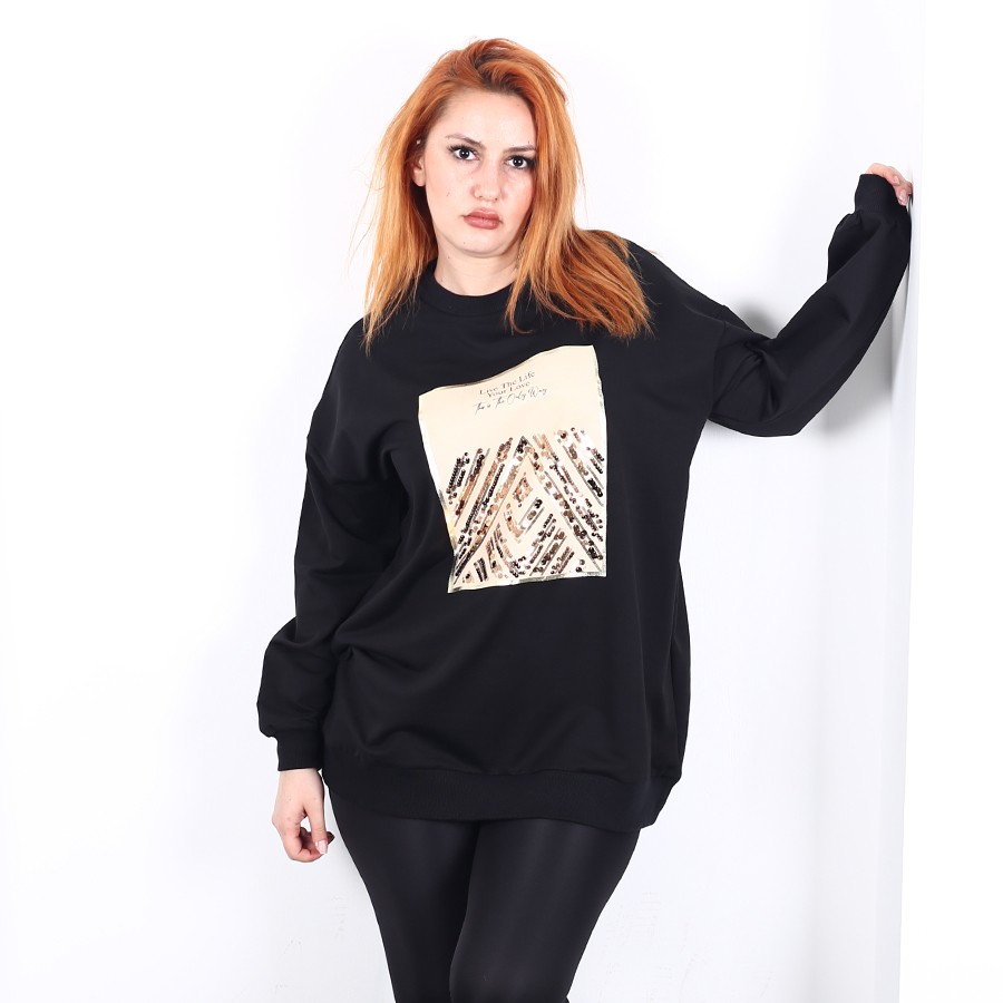 Modavega Baskısı Pul Detaylı Sweatshirt 2695