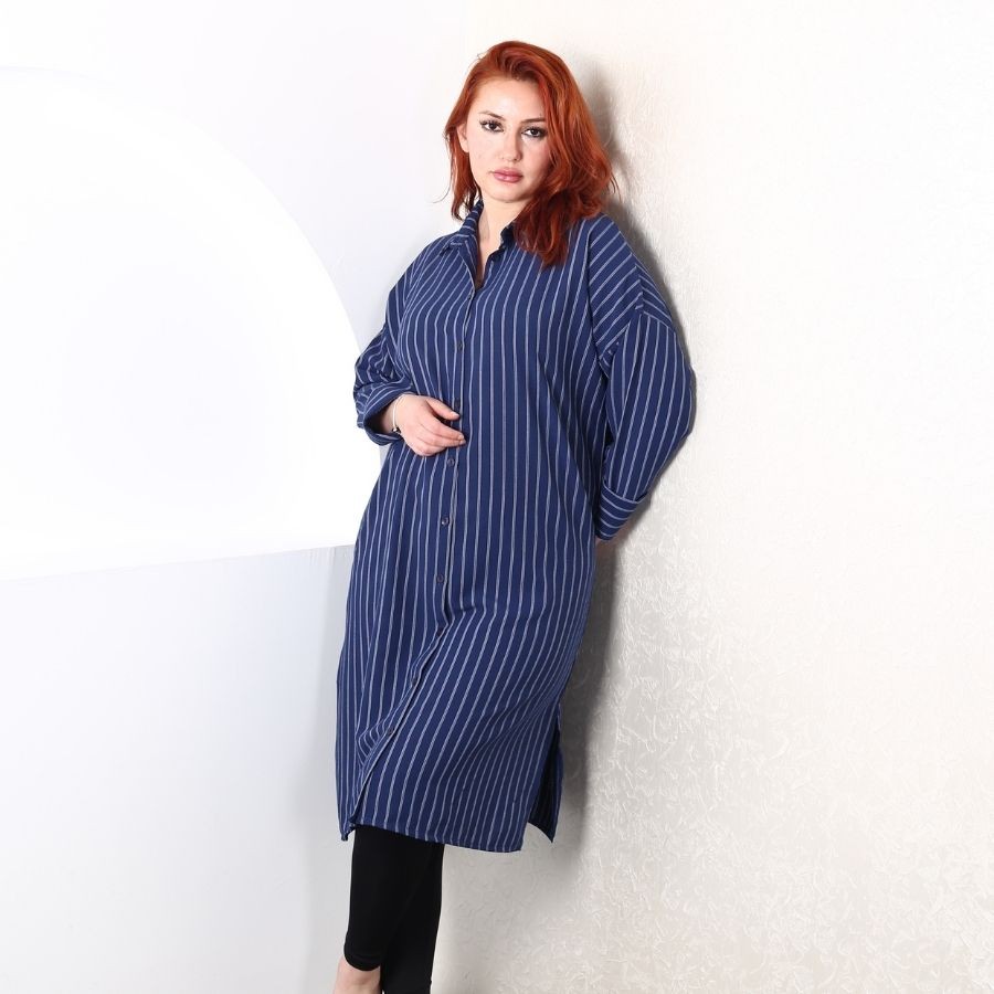 Modavega Lena Çizgili Linda Uzun Tunik 8460