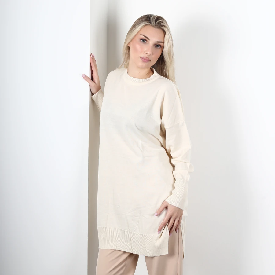 Modavega Bisiklet Yaka Salaş Triko Tunik 