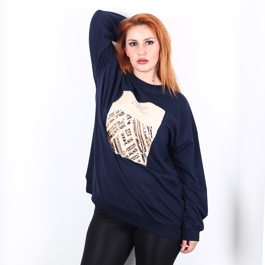 Modavega Baskısı Pul Detaylı Sweatshirt 2695