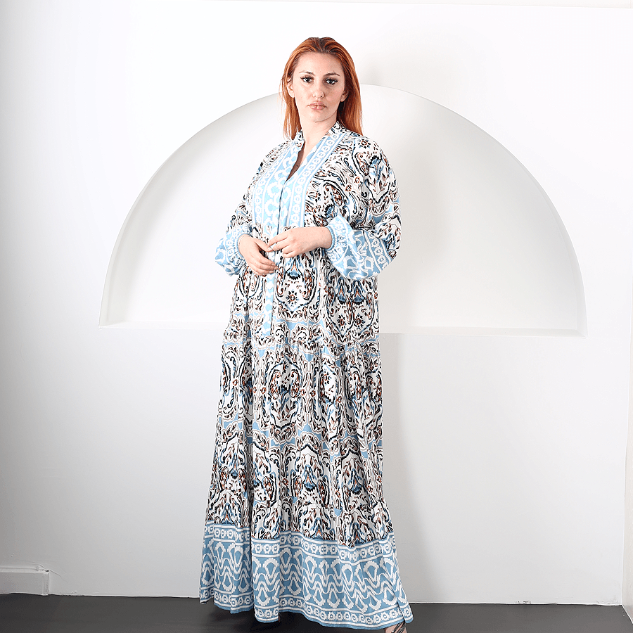 Modavega Düğmeli Desenli Elbise 8791