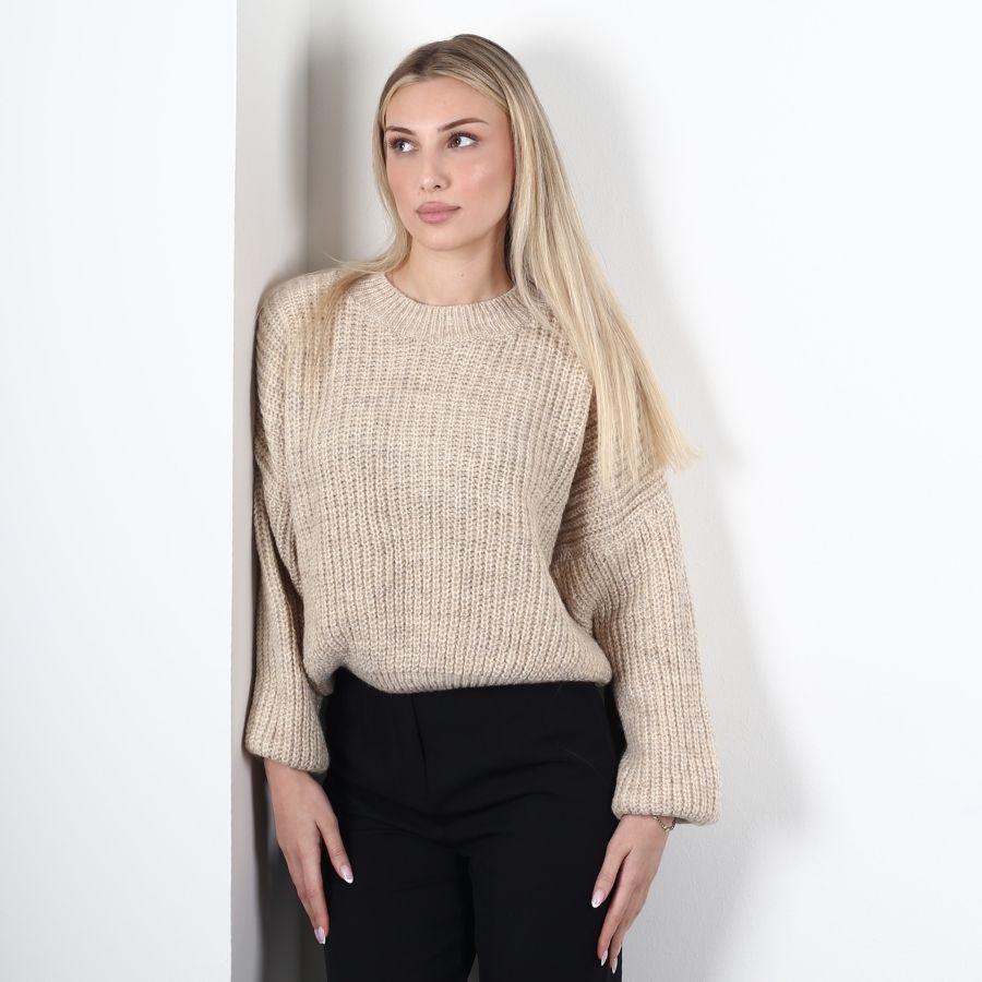 Modavega Kol Ucu Lastikli Selanik Kısa Triko Kazak 7058