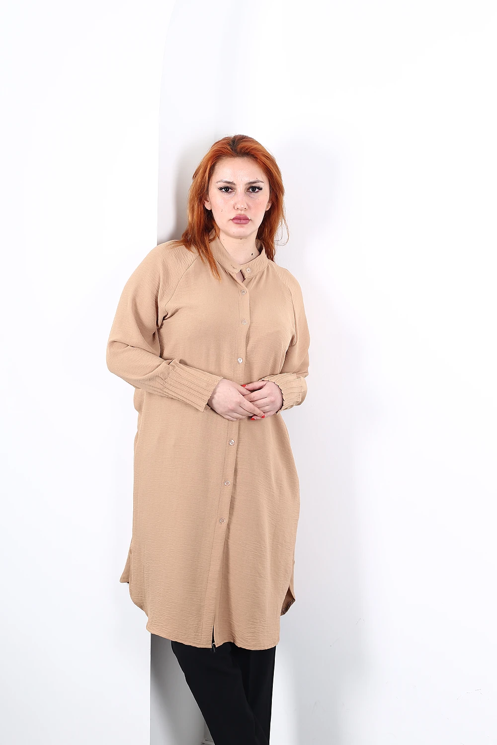 Modavega Kolları Çimalı Hakim Yaka Aerobin Gömlek 9328