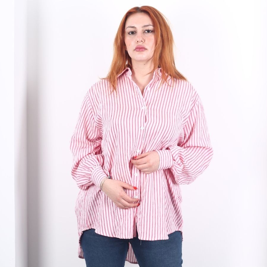 Modavega Çizgili Basic Gömlek 9313