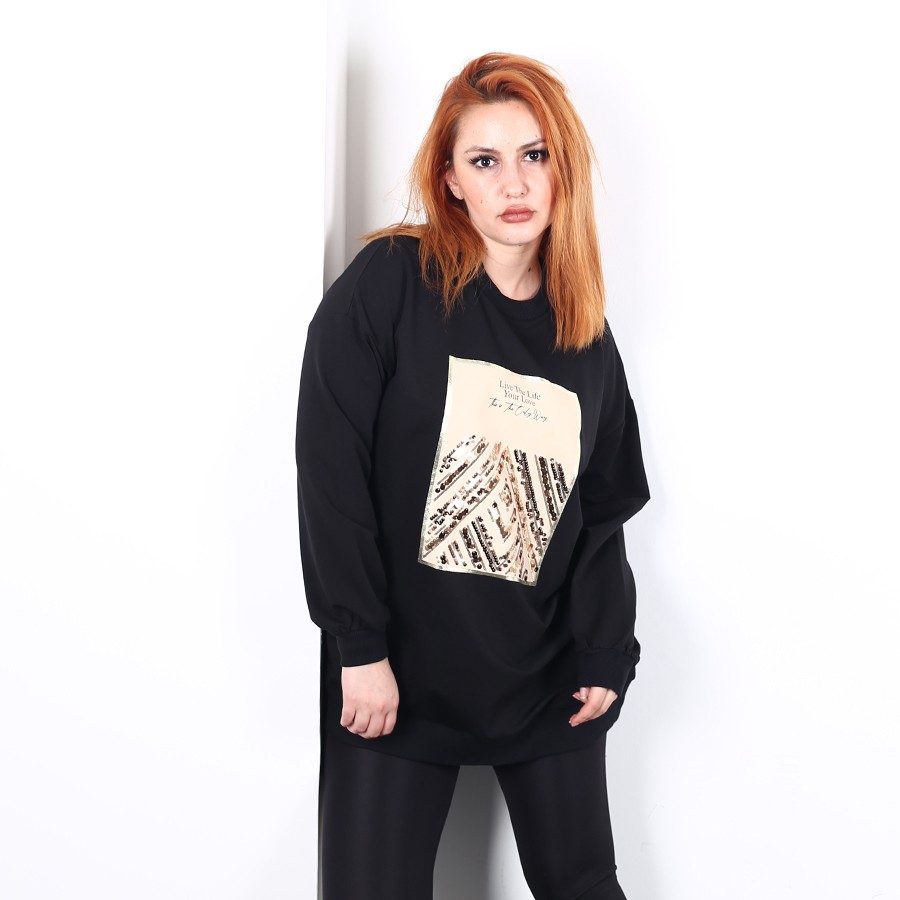 Modavega Baskısı Pul Detaylı Sweatshirt 2695