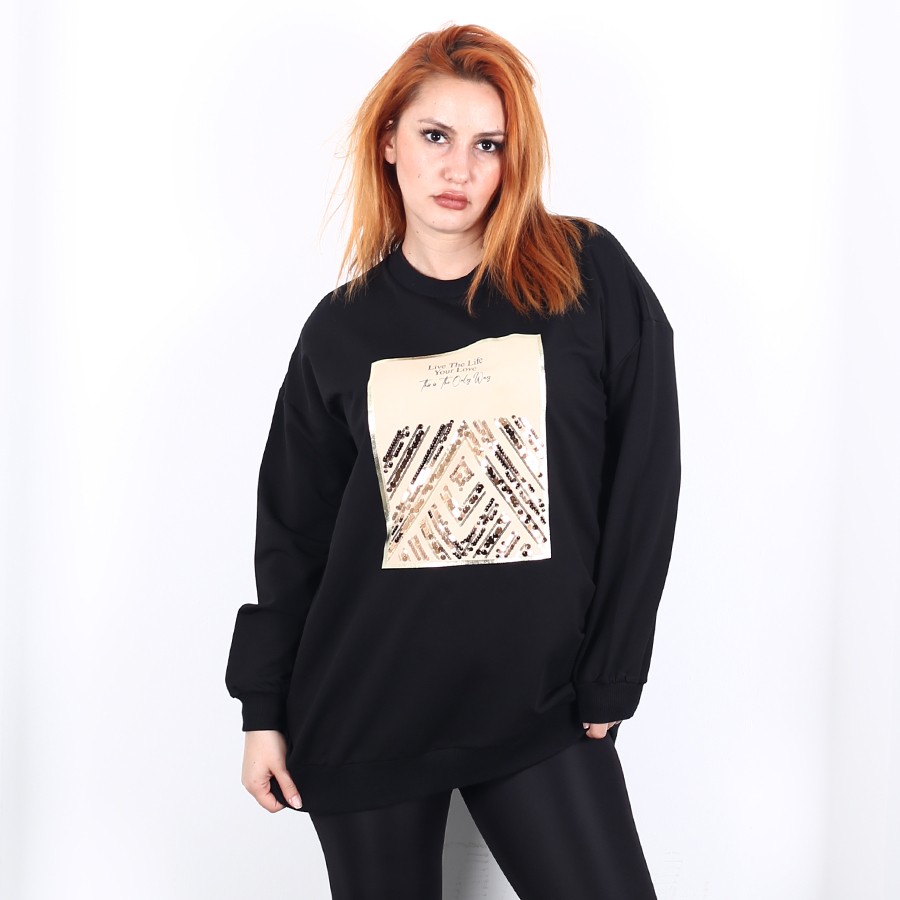 Modavega Baskısı Pul Detaylı Sweatshirt 2695