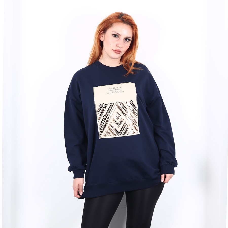 Modavega Baskısı Pul Detaylı Sweatshirt 2695
