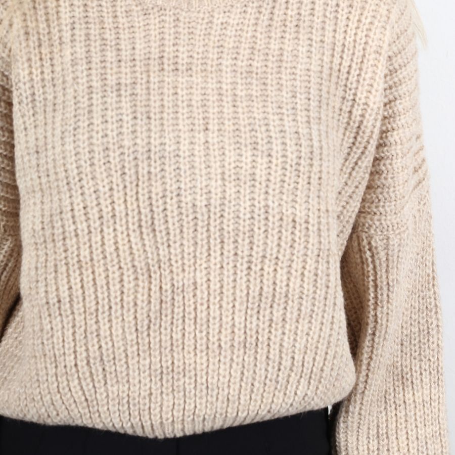 Modavega Kol Ucu Lastikli Selanik Kısa Triko Kazak 7058