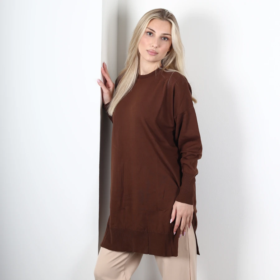 Modavega Bisiklet Yaka Salaş Triko Tunik 