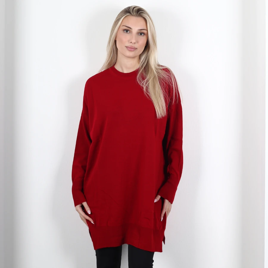 Modavega Bisiklet Yaka Salaş Triko Tunik 