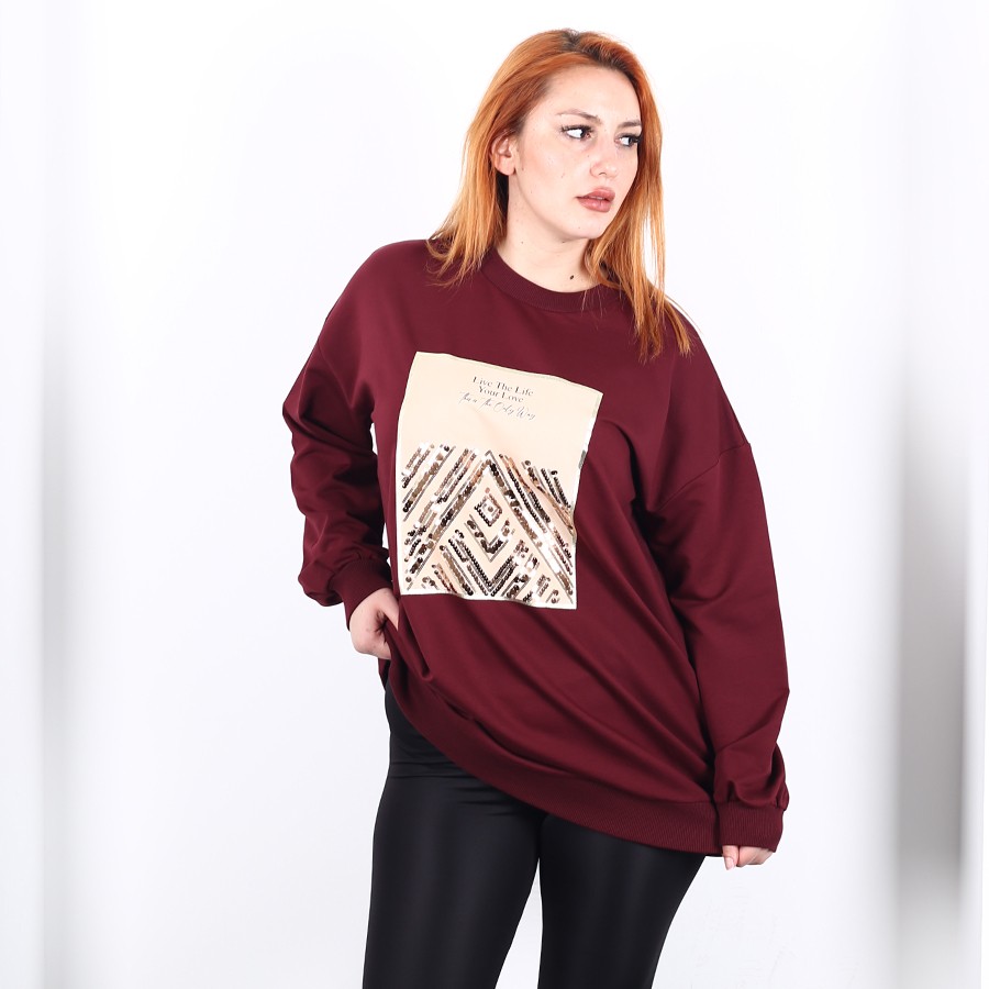 Modavega Baskısı Pul Detaylı Sweatshirt 2695