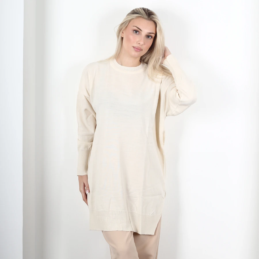 Modavega Bisiklet Yaka Salaş Triko Tunik 