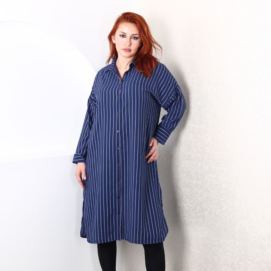 Modavega Lena Çizgili Linda Uzun Tunik 8460