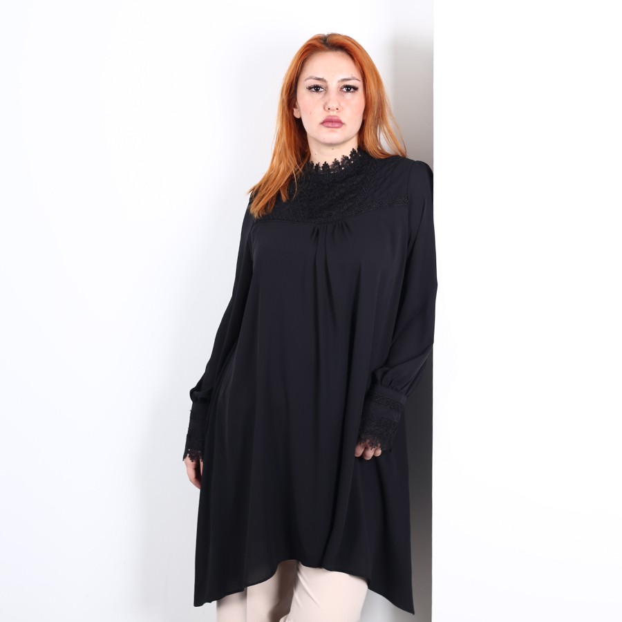 Modavega Yaka Kol Dantel Detay Tunik 9761