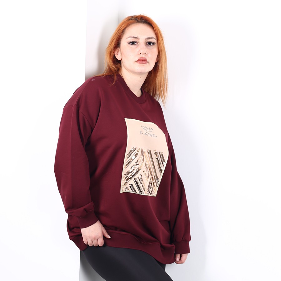 Modavega Baskısı Pul Detaylı Sweatshirt 2695