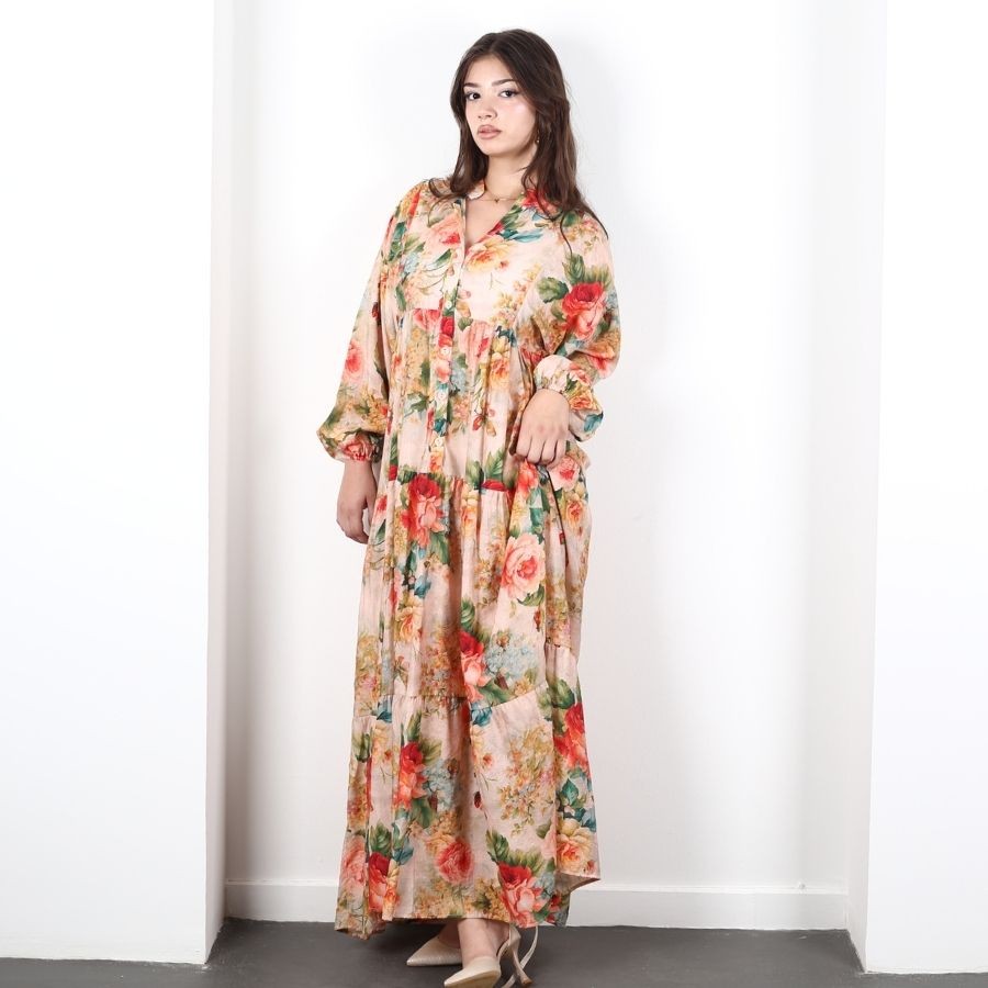 Modavega Hib Mango Desenli Elbise 8562