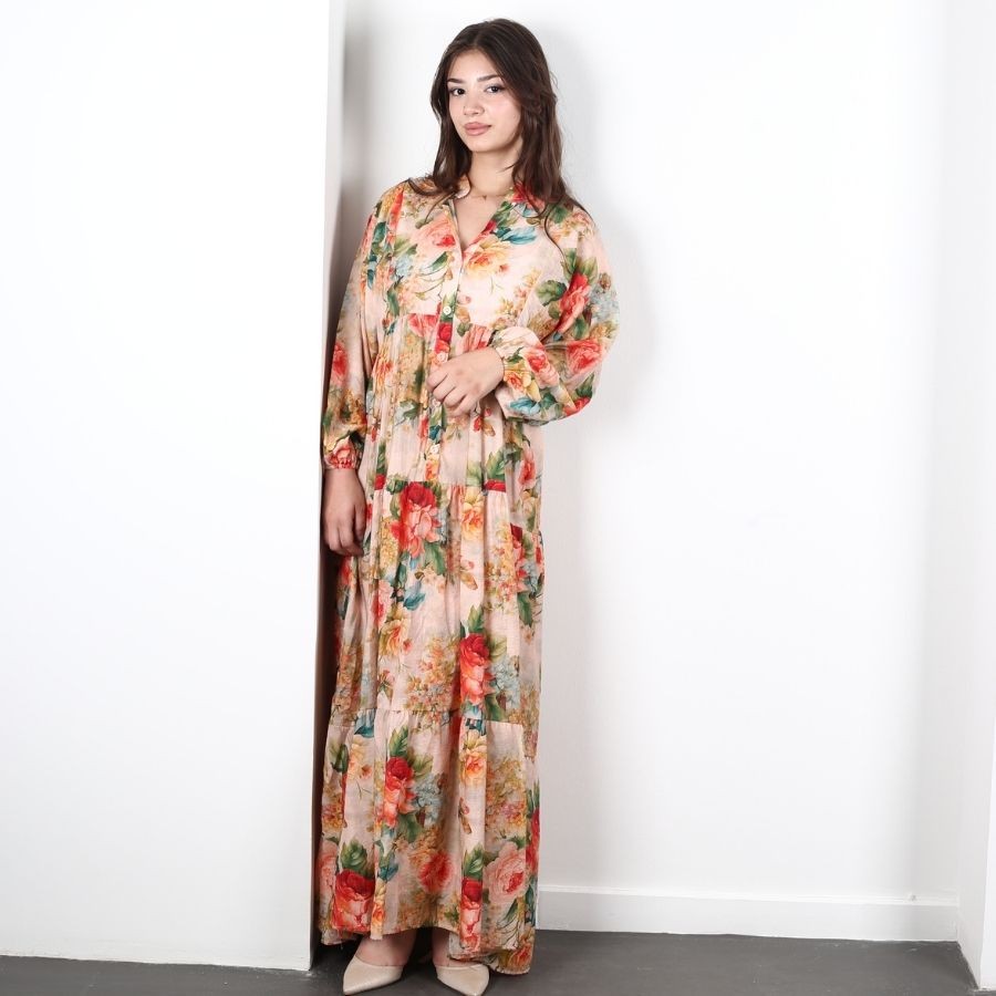 Modavega Hib Mango Desenli Elbise 8562