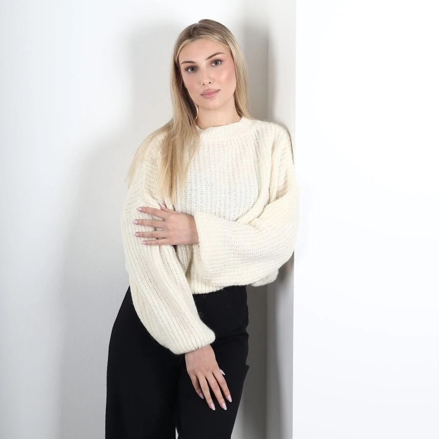 Modavega Kol Ucu Lastikli Selanik Triko Kazak 7058