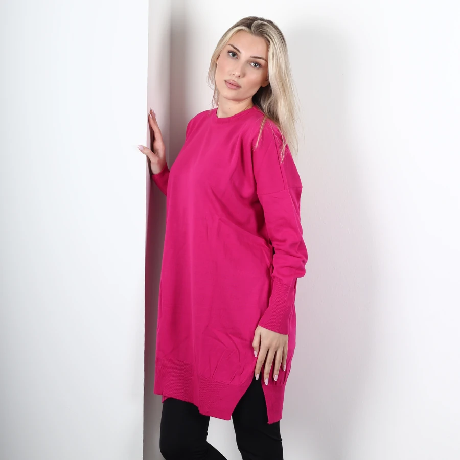 Modavega Bisiklet Yaka Salaş Triko Tunik 