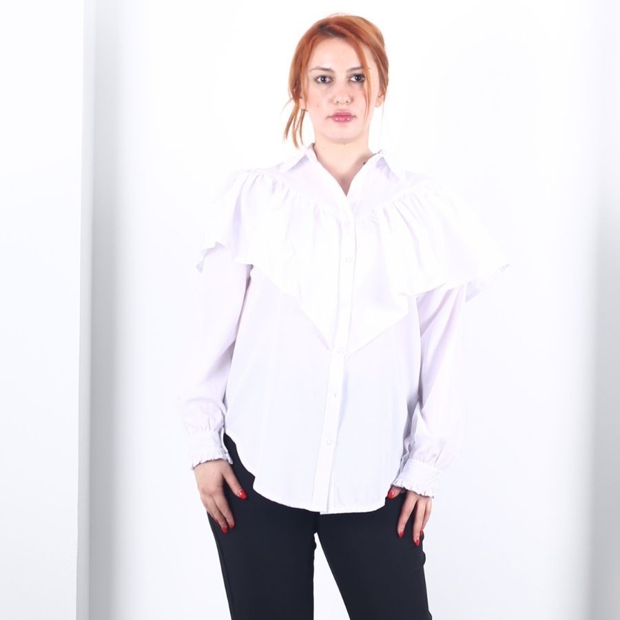 Modavega Omuzları Valonlu Poplin Gömlek 24323