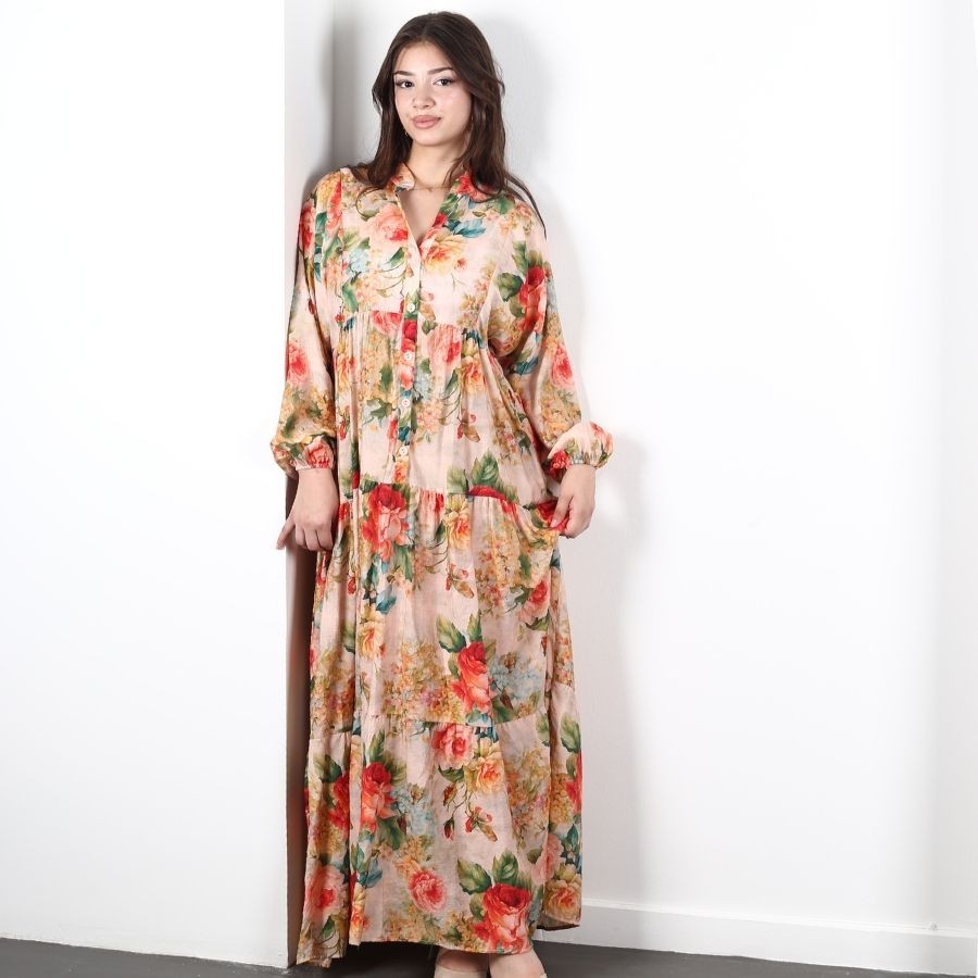 Modavega Hib Mango Desenli Elbise 8562