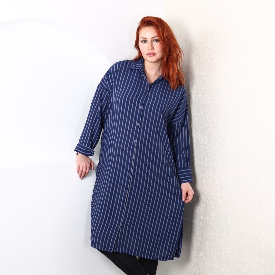 Modavega Lena Çizgili Linda Uzun Tunik 8460