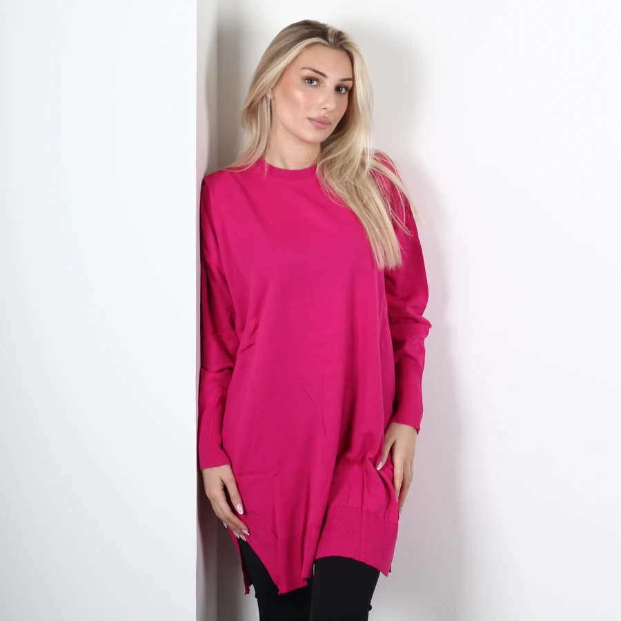 Modavega Bisiklet Yaka Salaş Triko Tunik 