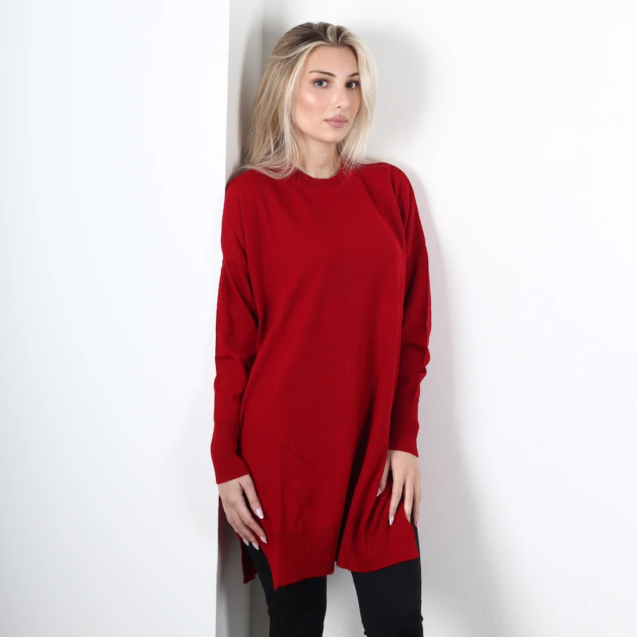 Modavega Bisiklet Yaka Salaş Triko Tunik 