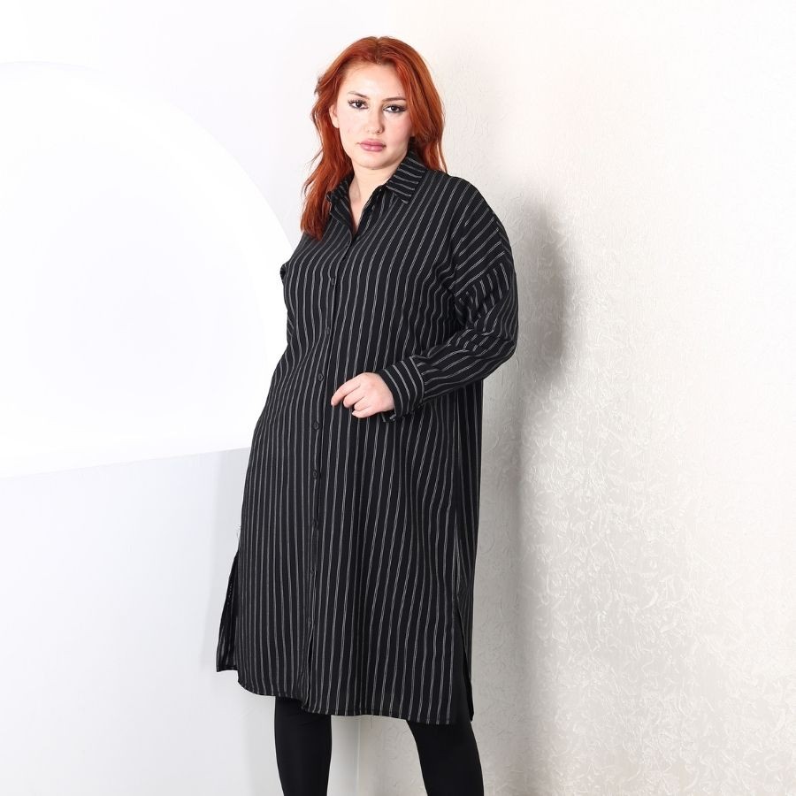 Modavega Lena Çizgili Linda Uzun Tunik 8460