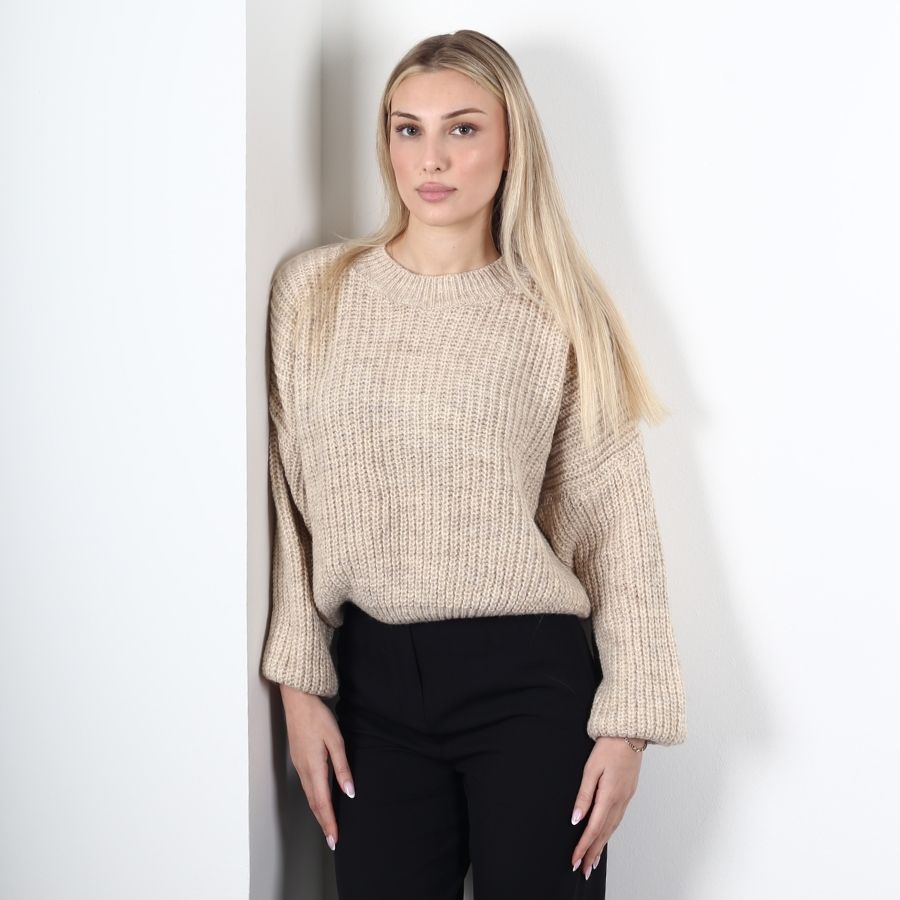 Modavega Kol Ucu Lastikli Selanik Kısa Triko Kazak 7058