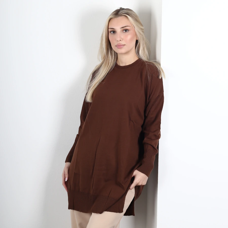 Modavega Bisiklet Yaka Salaş Triko Tunik 