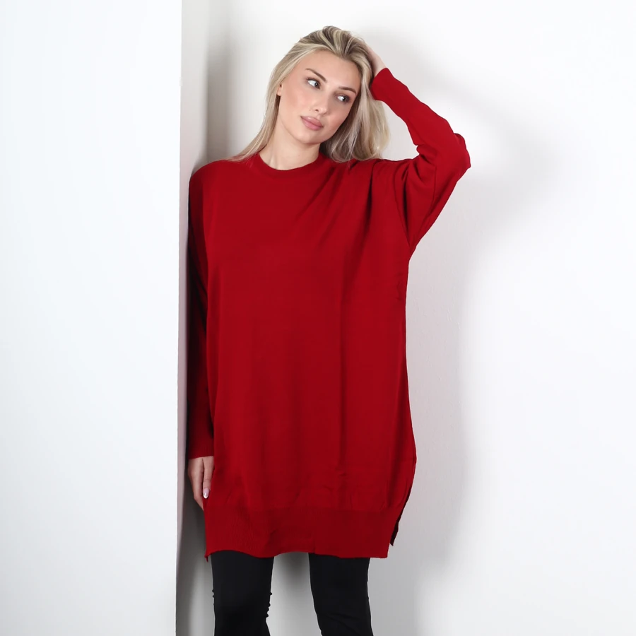 Modavega Bisiklet Yaka Salaş Triko Tunik 