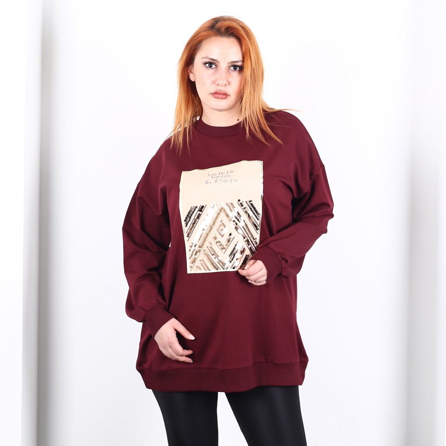 Modavega Baskısı Pul Detaylı Sweatshirt 2695