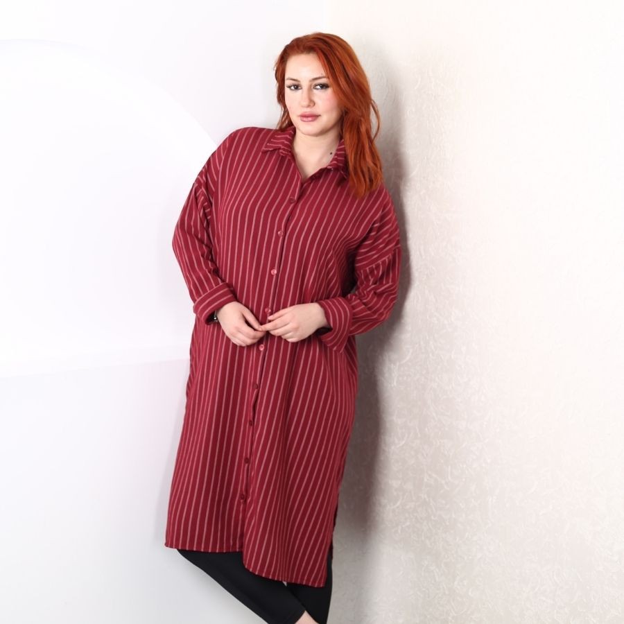 Modavega Lena Çizgili Linda Uzun Tunik 8460
