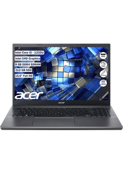 Acer Extensa 15 Intel Core I5 1235U 8 GB 512 GB SSD Freedos 15.6" Fhd Taşınabilir Bilgisayar NX.EGYEY.005