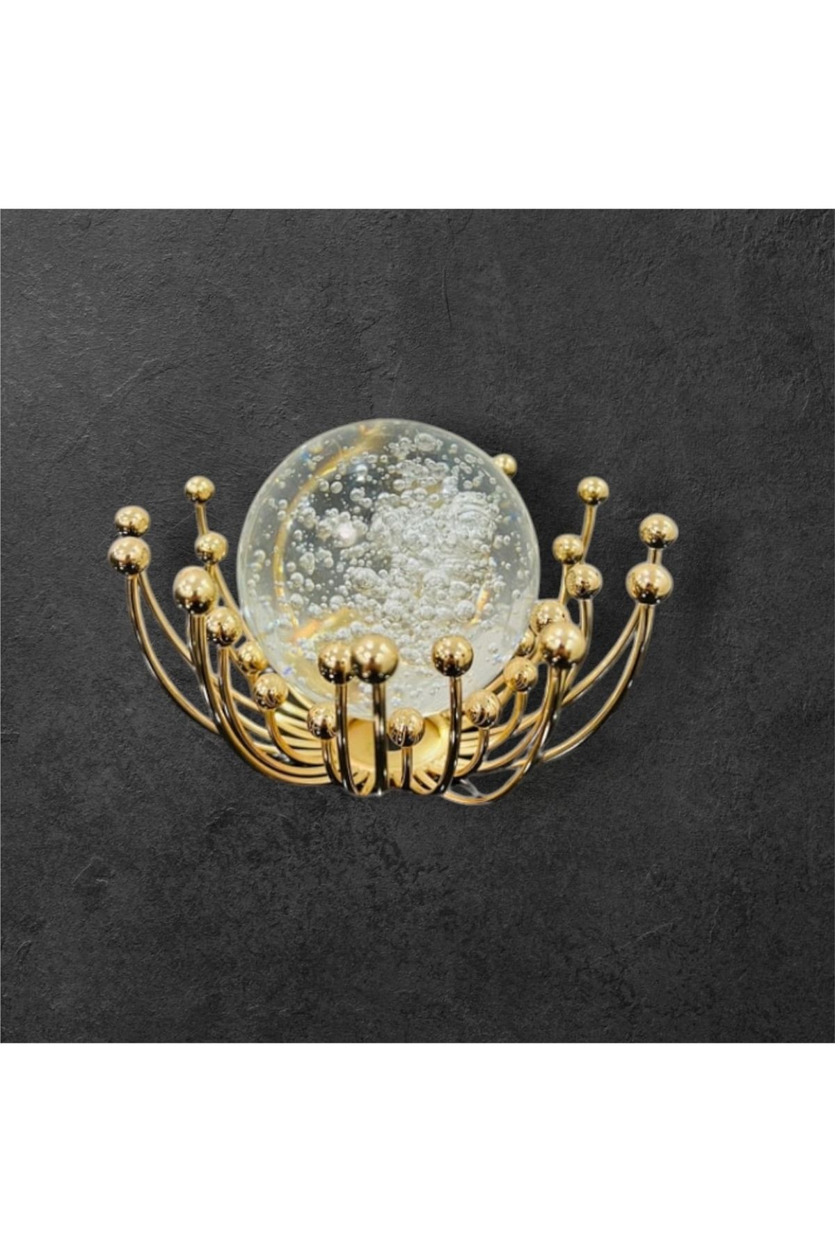 Kristal Metal Yuvarlak Ahtapot Küre Obje Gold