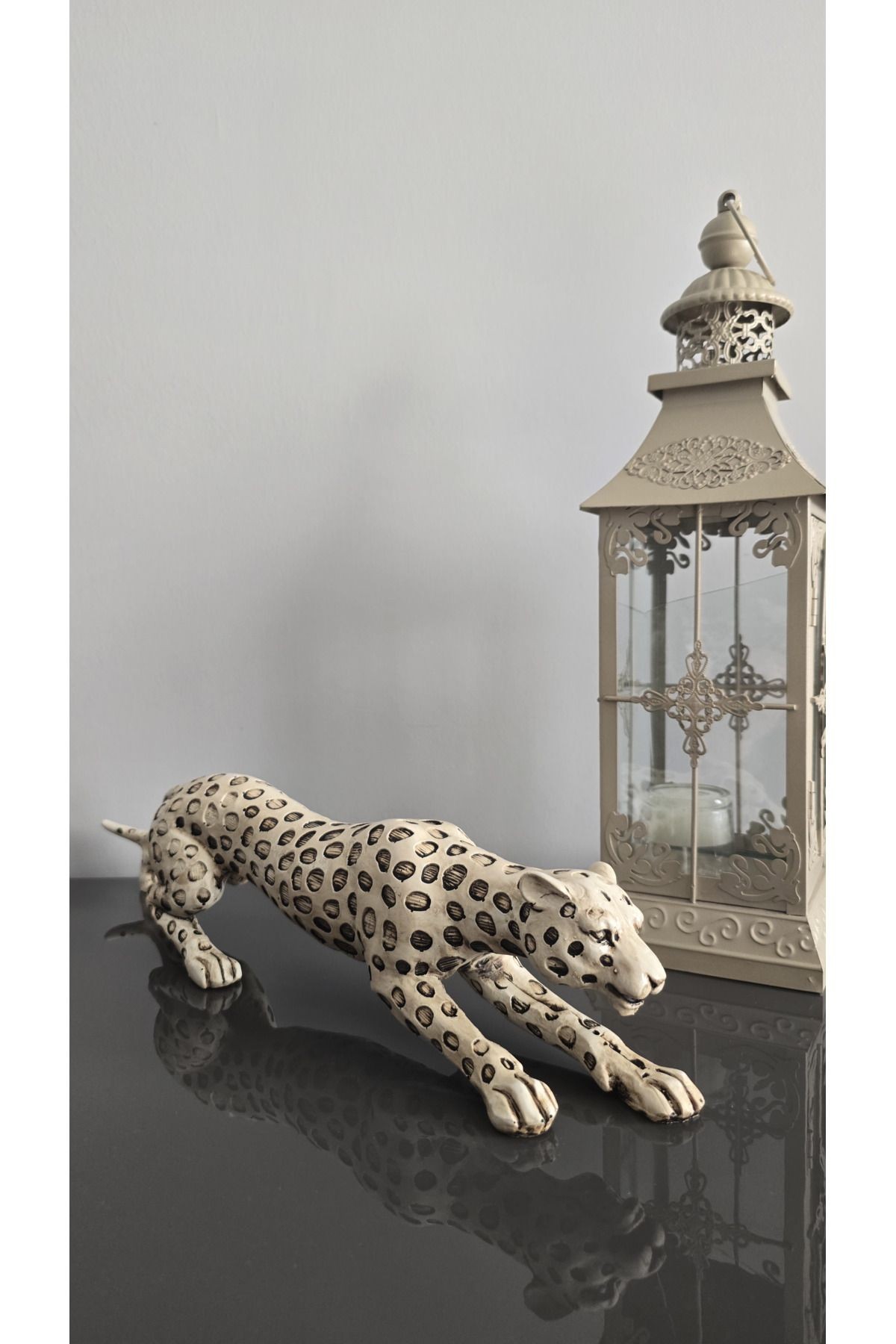 Dekoratif Leopar Biblo 42 cm | Modern Polyester Heykel