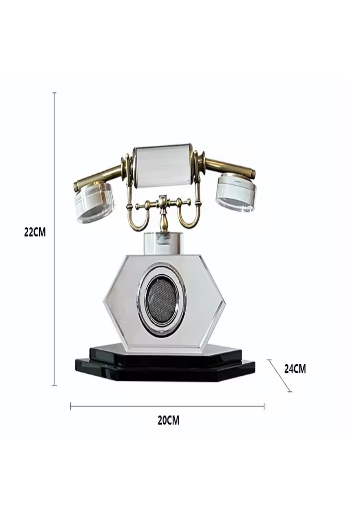Kristal ve Eskitme Metal Detaylı Antika Dekoratif Telefon Obje