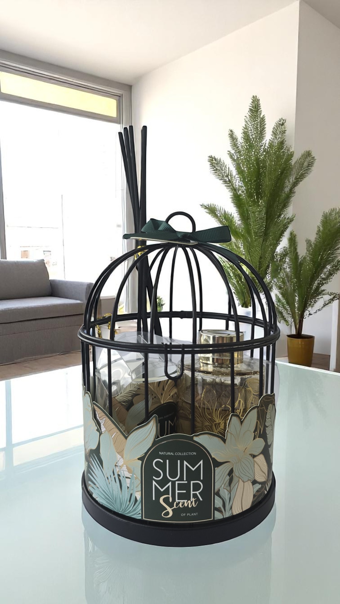 Kafesli Oda Kokusu ve Mum Hediye Seti - Sandal Ağacı