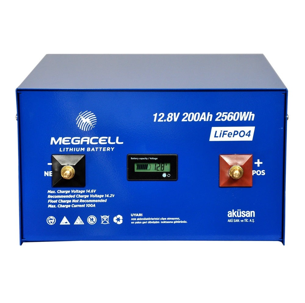 Megacell 12.8 V 200 Ah Lifepo 4 Lityum Akü