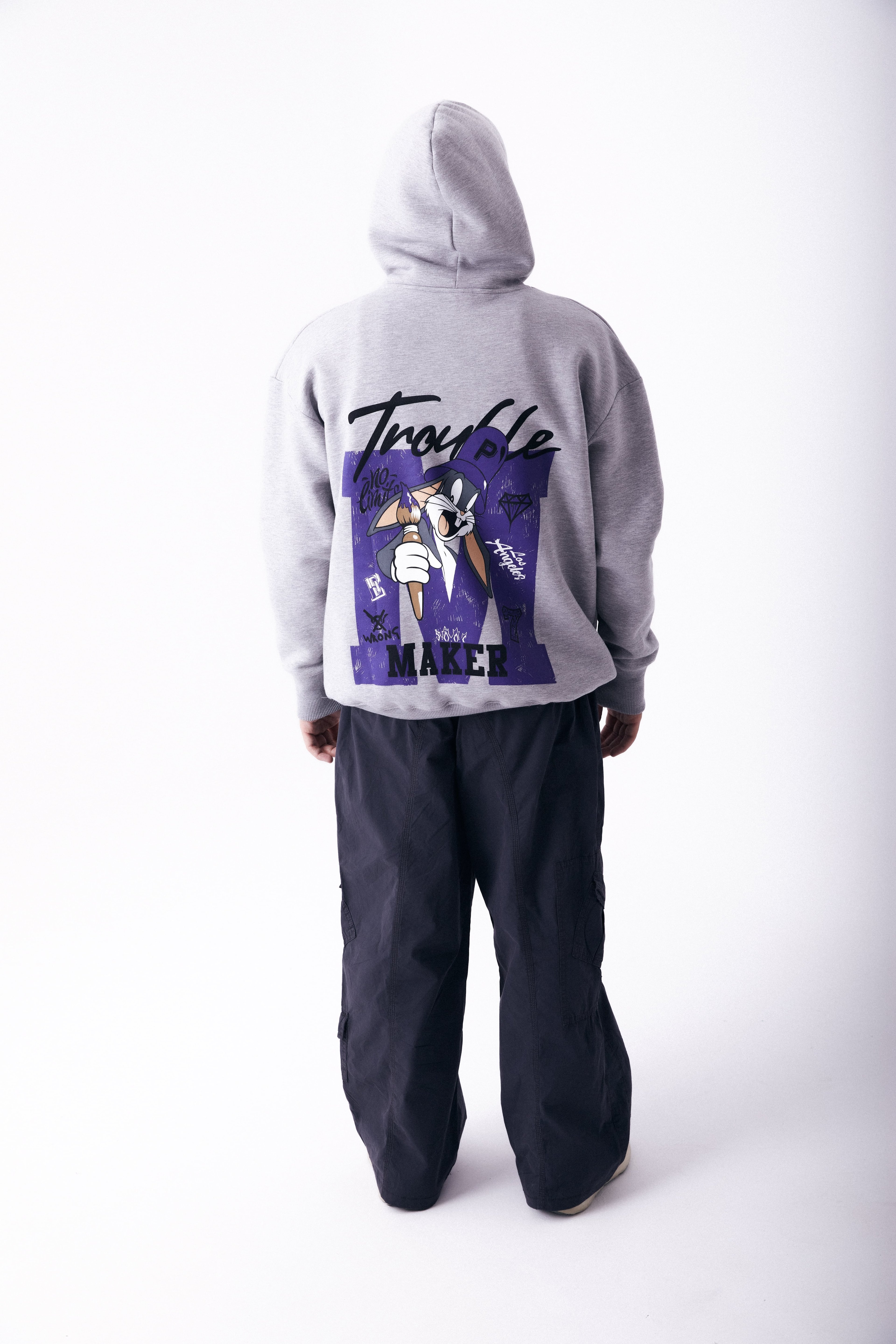 Trouble Maker Gri Oversize Sweatshirt