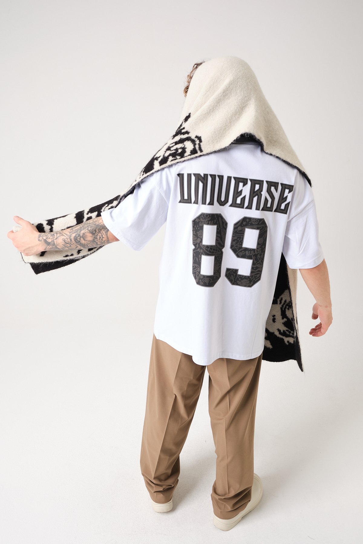 Universe Baskılı Oversize T-shirt