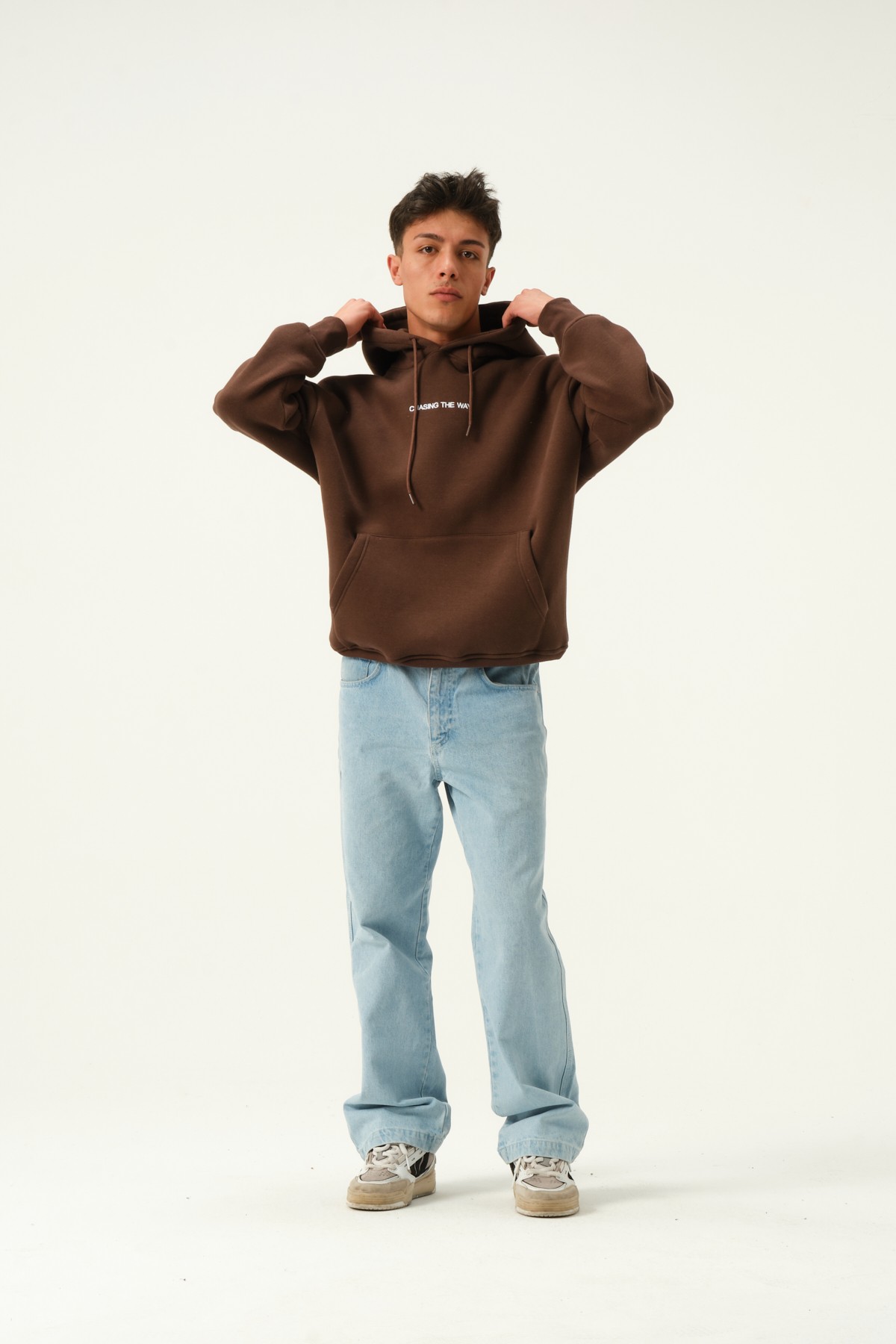 Chasing The Way Baskılı Oversize Hoodie