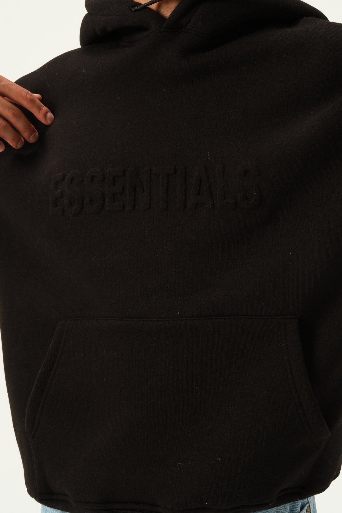 Essentials Kabartma Baskılı Oversize Hoodie