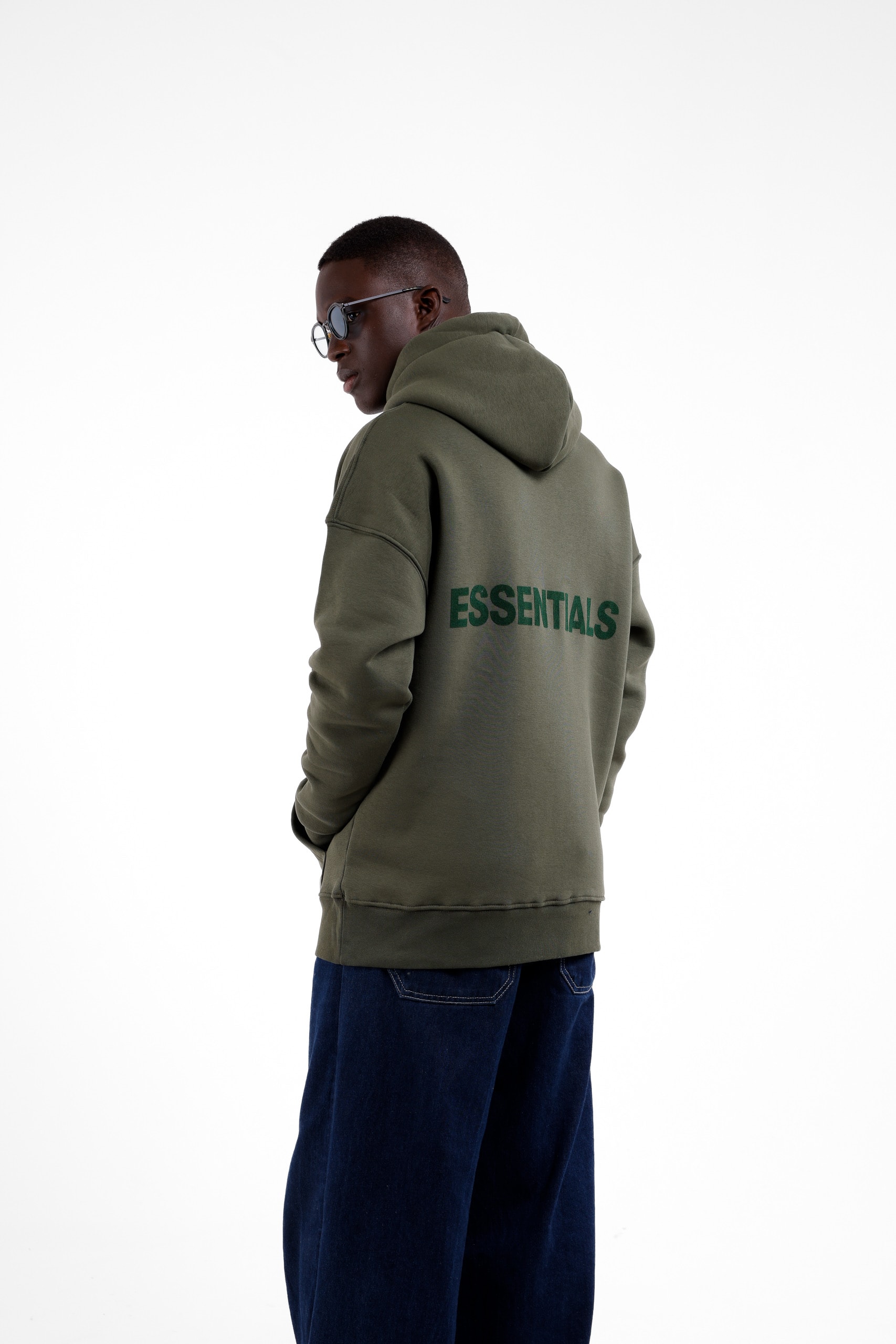 ESSENTIALS Baskıl Sweatshirt - Koyu Yeşil
