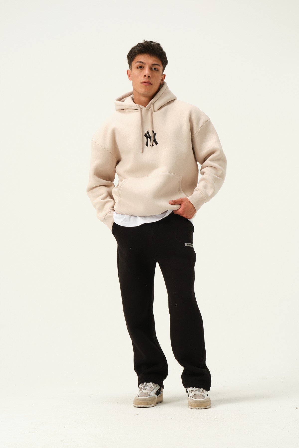 NY Baskılı Oversize Hoodie