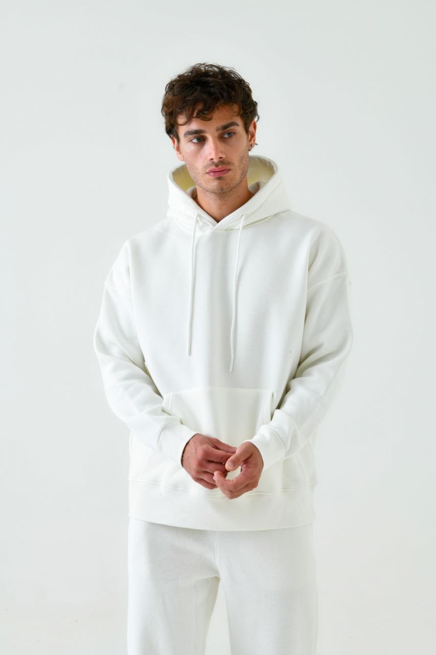 Basic Oversize Hoodie - Beyaz