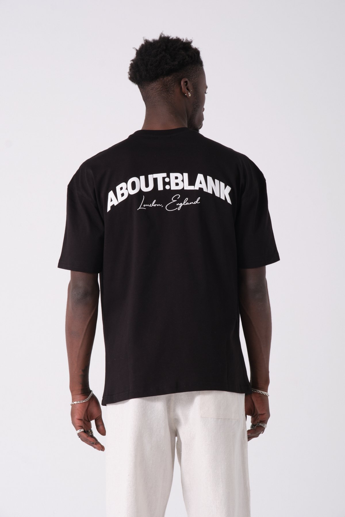 About Blank Baskılı Oversize T-shirt - Siyah